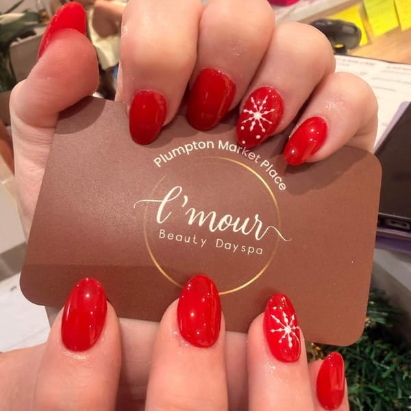 Festive red with snowflakes